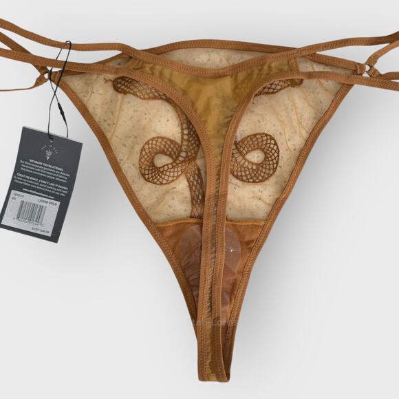 Thistle & Spire 2X Medusa Gold Thong Embroidered Snake Sexy Mystic Lingerie - Picture 9 of 9